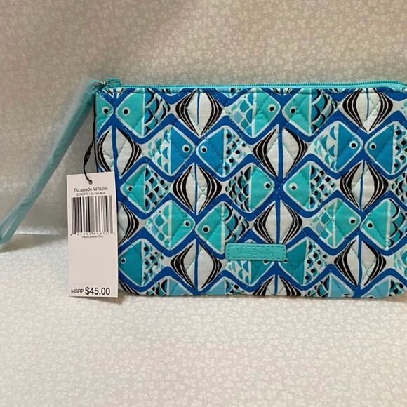 Vera Bradley Blue Fish Escapade Wristlet - Picture 2 of 4
